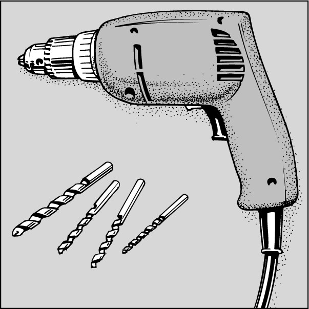 Figure 2-1: An electric drill with a variety of bits.